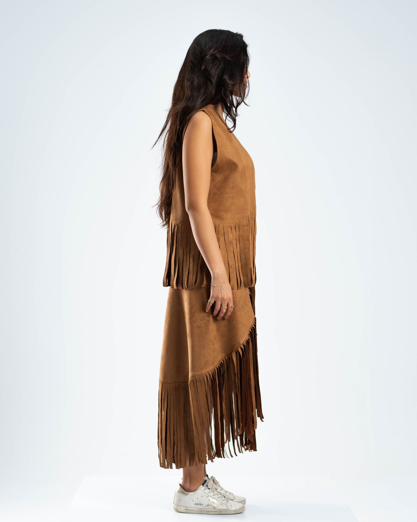 Tan Suede Fringes Set