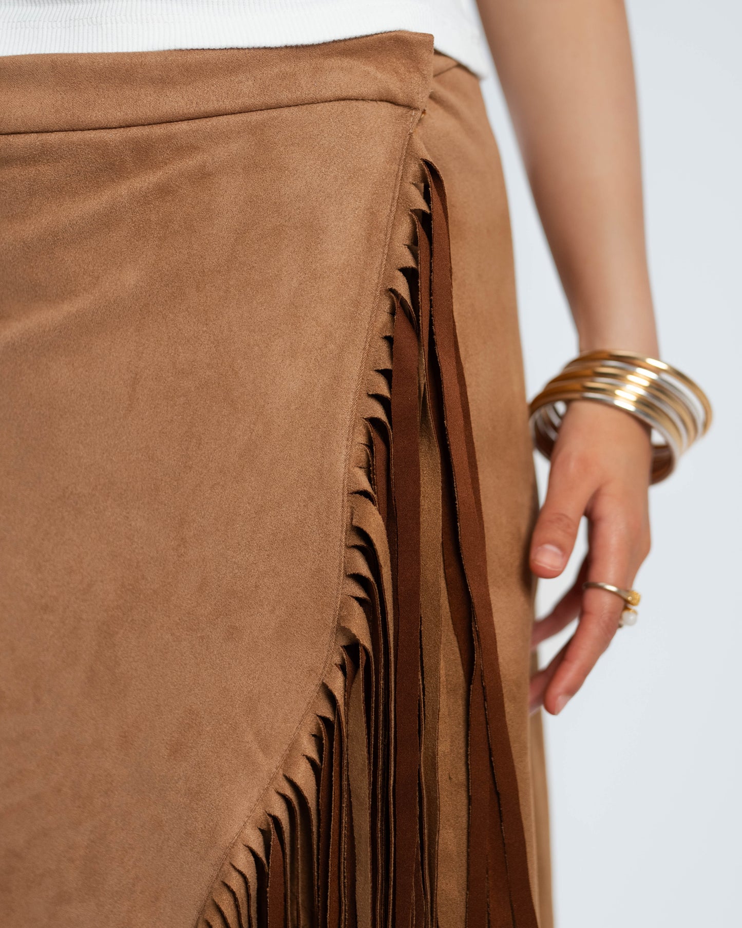 Tan Suede Fringes Set