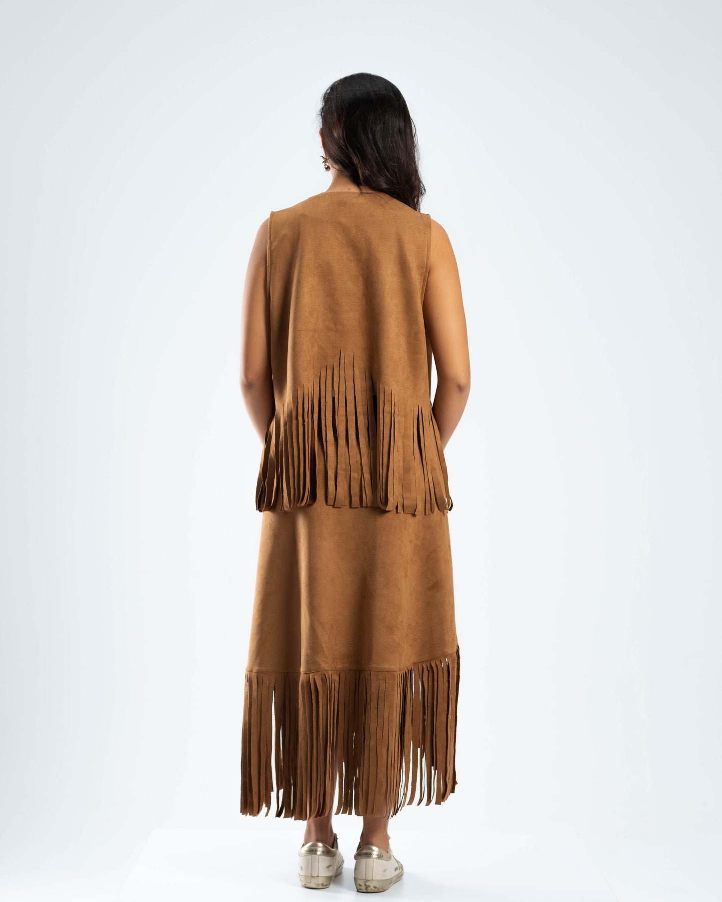 Tan Suede Fringes Set